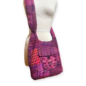 Mayan Jaspe patchwork purse, in fuchsia